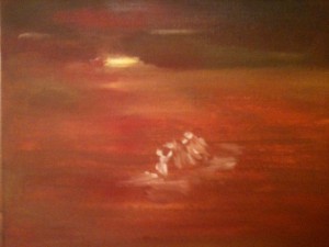  Fuite en Egypte, huile sur toile, 25x30 cm, GLSG, Mai 2011