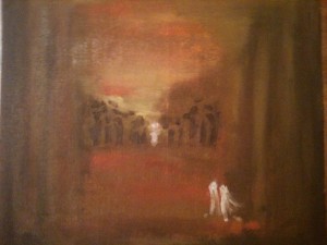 Retrouvé au Temple, huile sur toile, 25x30 cm, GLSG, Mai 2011
