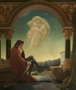 Joseph Noel Paton, Dante Meditating the Episode of Francesca da Rimini and Paolo Malatesta, Bury Art Museum, huile sur toile 