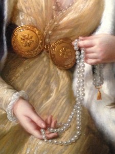 La comtesse Stanislas Marie Adélaïde de Clermont-Tonnerre, née Louise Joséphine Marie Delphine de Rosières de Sorans, plus tard marquise de Talaru, en sultane (détail) 1785, huile sur panneau de bois, 98x72cm, collection particulière