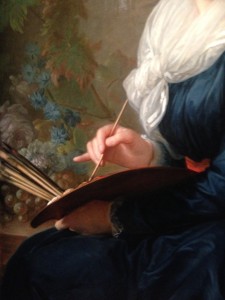 La marquise de Grollier (détail) 1788, huile sur panneau, 92x72 cm, collection particulière