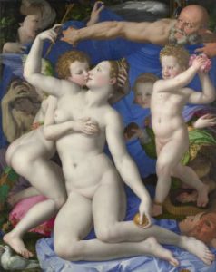 5. Agnolo Bronzino (1503-1572) Allégorie avec Vénus et Cupidon, vers 1454, huile sur toile ©National Gallery, Londres https://www.nationalgallery.org.uk/paintings/bronzino-an-allegory-with-venus-and-cupid 