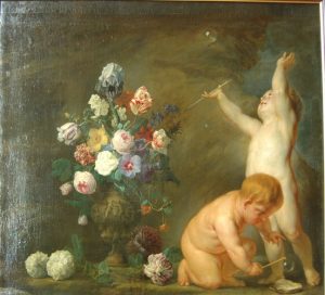  Nicolaes van Veerendael (1640-1691) ; Jasper Jacob van Opstal I (v.1610-1661 ?), Allégorie de la fugacité, vers 1660, huile sur toile ©musée de l'Ermitage, Saint Petersbourg