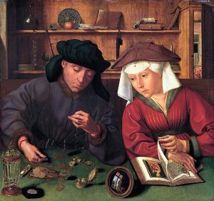 Quentin Metsys, Le Prêteur et sa femme, 1514, huile sur bois ©musée du Louvre